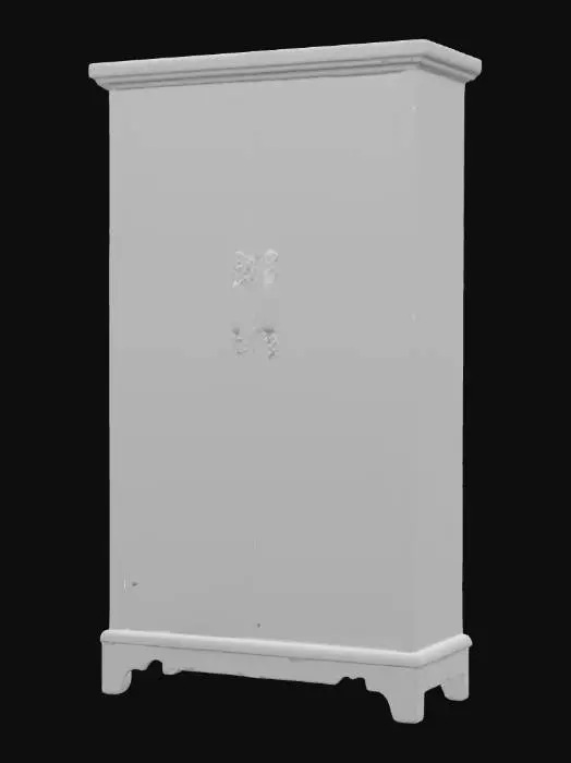 3D model for Chinese cabinet in black lacquer chinoiserie style. It feature gold leaf covering the panels and chinese art on it