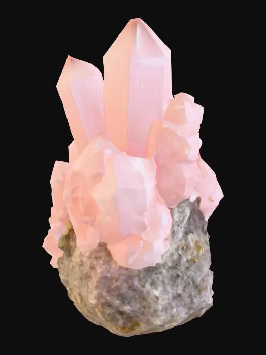 3D model for Natural rose quartz cluster