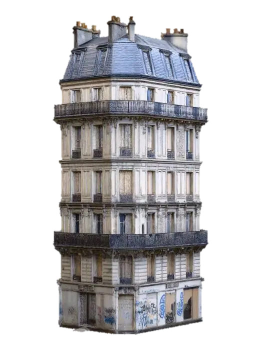 Mô hình 3D Parisian Residential Building - Town, được tạo bằng AI