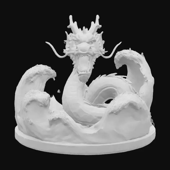 3D model for Chinese dragon emerges from the ocean , #ocean#