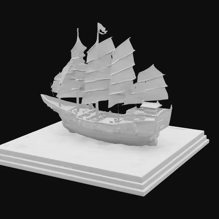3D model for Diorama of a chinese junk , #ocean#