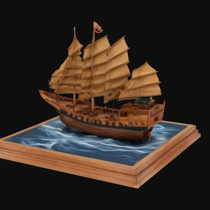 3D model for Diorama of a chinese junk , #ocean#