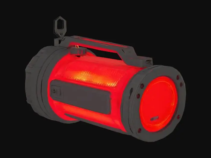3D model for  Emergency light with red hue and battery wires hanging high detail
