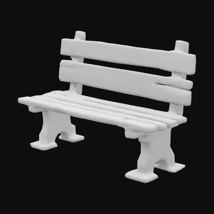 3D model for Rusty bench with loose bolts and engraved initials, prison cell block