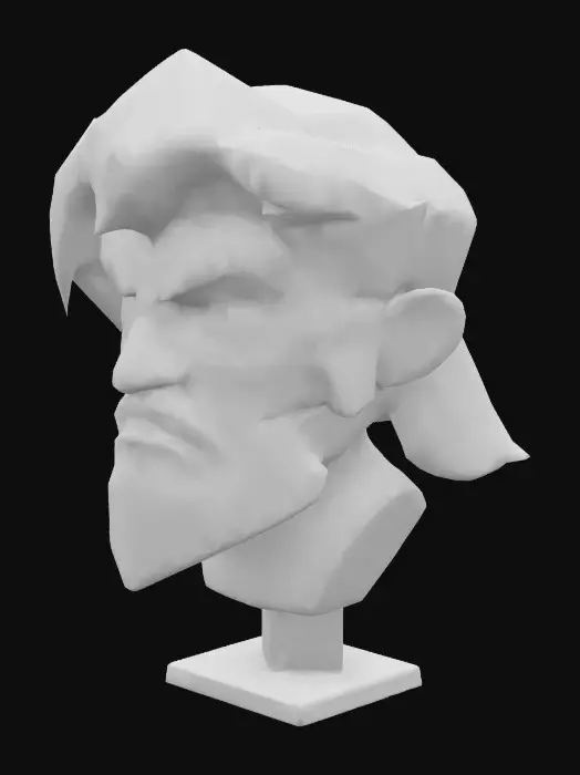 3D model for Cartoon Warrior Bust, head carving, #emblem#