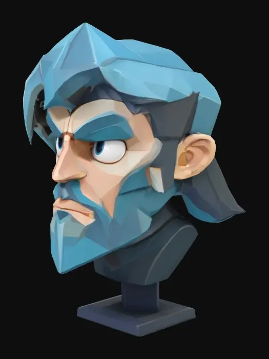 3D model for Cartoon Warrior Bust, head carving, #emblem#