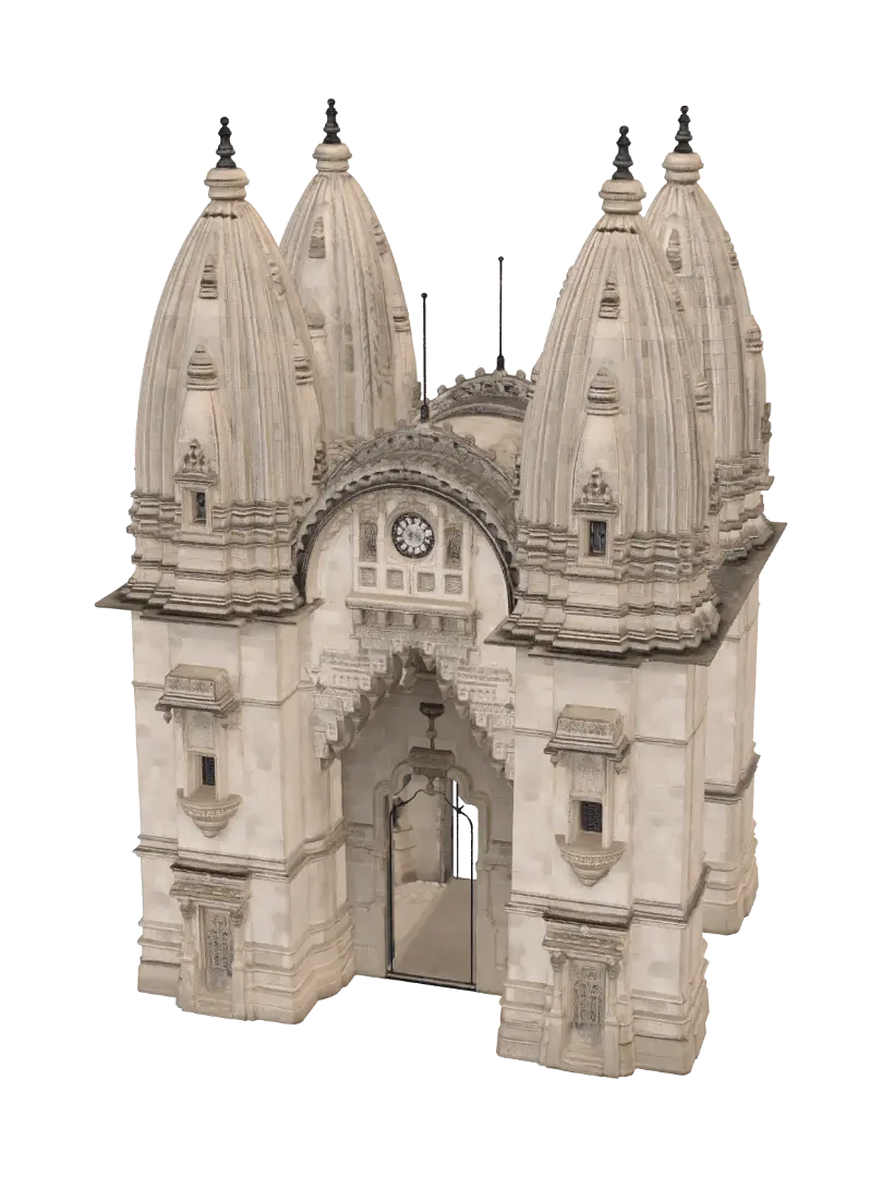 Twin-Towered Temple Gate - Pagoda 3D model, vytvořený pomocí AI