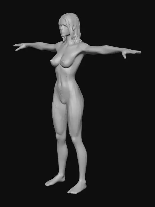 3D model for female bodypaint model with focus on high poly facemesh, high detailed face , lips,eyes and mouth