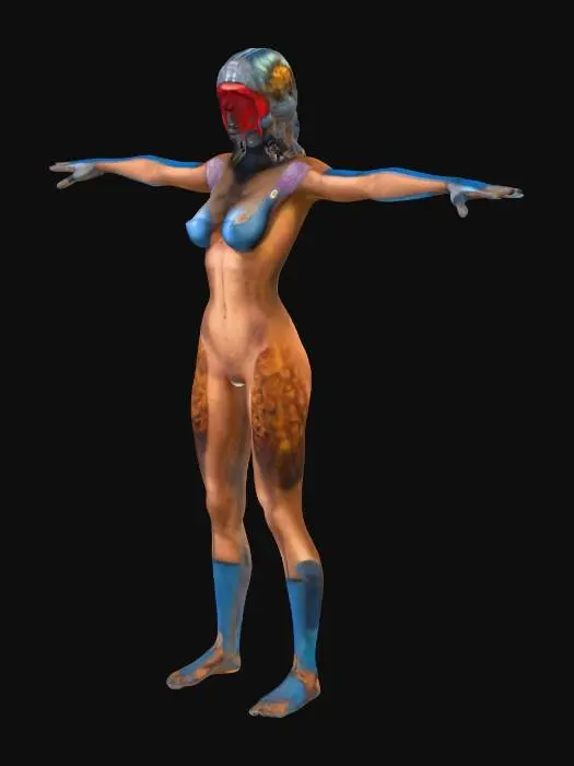 3D model for female bodypaint model with focus on high poly facemesh, high detailed face , lips,eyes and mouth