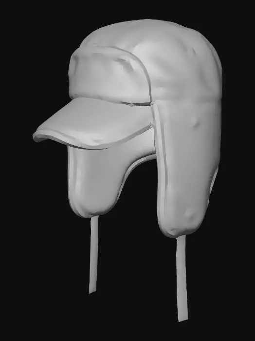 3D model for Red Plaid Shearling Trapper Hat