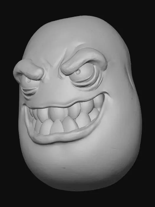 3D model for Grinning potato Gremlin, pixelated texture, #villain#