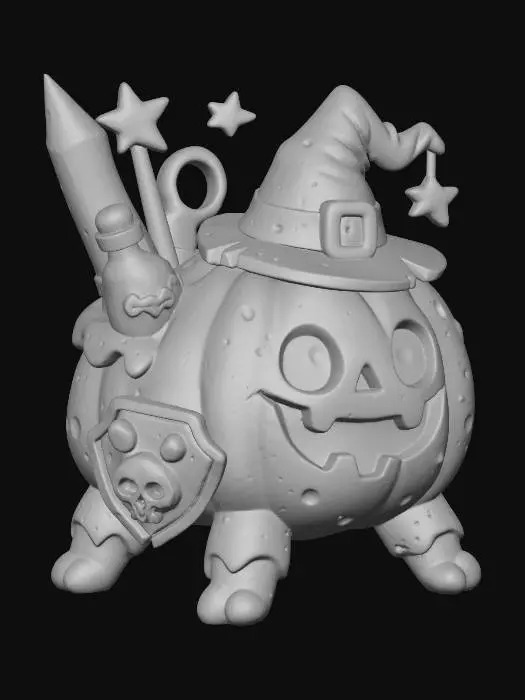 3D model for Jack-O'-Lantern Wizard pencil case, #Halloween2025#