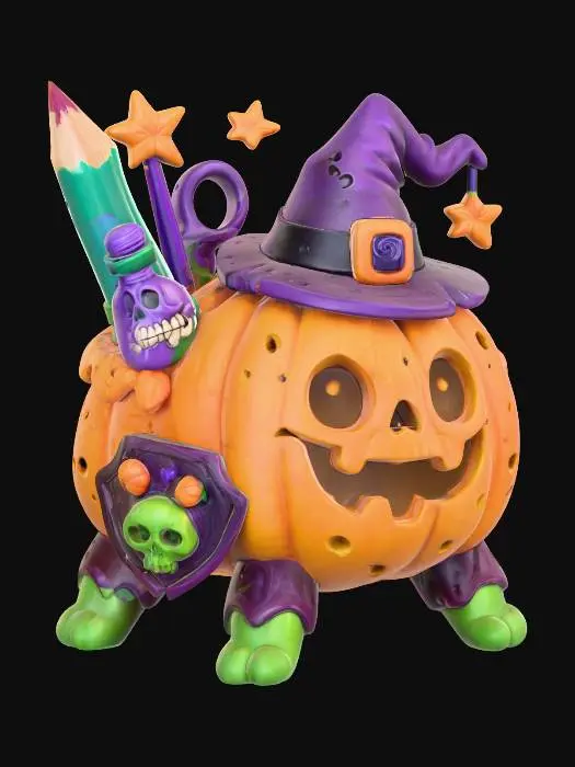 3D model for Jack-O'-Lantern Wizard pencil case, #Halloween2025#