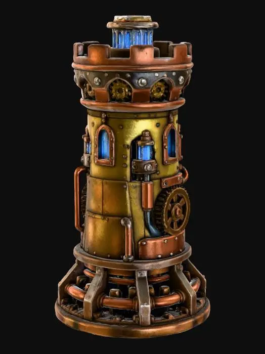 3D model for Steampunk Power Tower, #Thanksgiving#