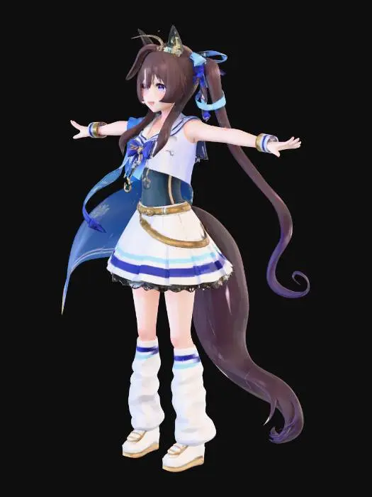 3D model for Anime Character with Blue Ribbon