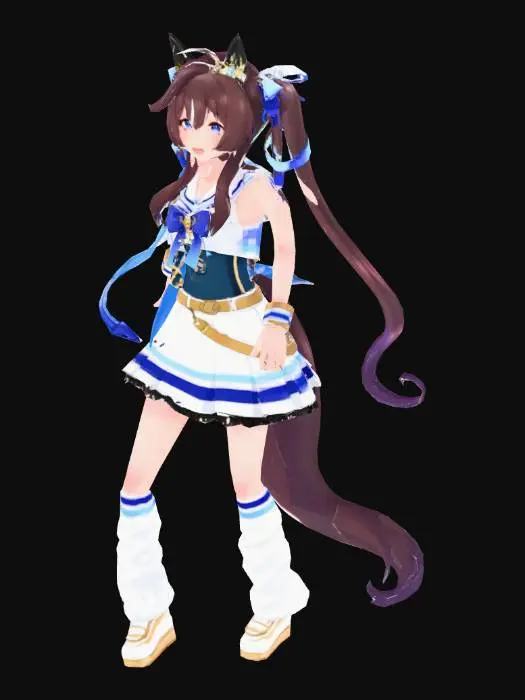 3D model for Anime Character with Blue Ribbon