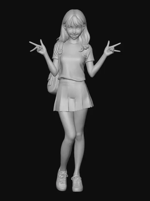 3D model for 미니스커트 입은 한국 여자 a-pose