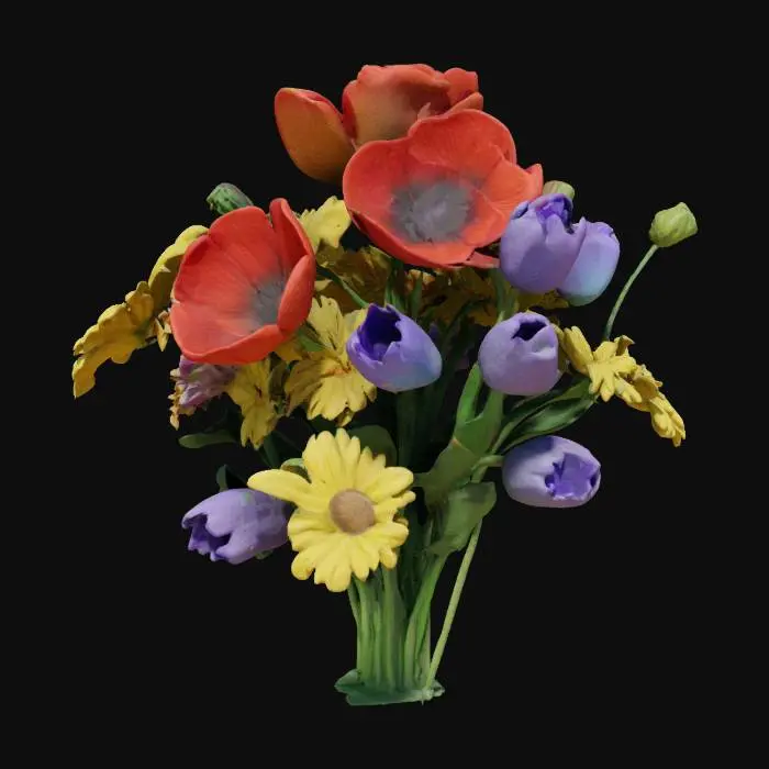3D model for A group of flowers , Stylized, Hand Painted, Animal Crossing, Ultra Realistic