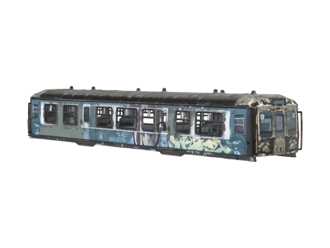Abandoned Train Car - Railway 3D model, vytvořený pomocí AI