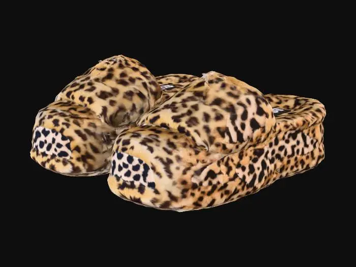 3D model for Leopard Print Fuzzy Slippers