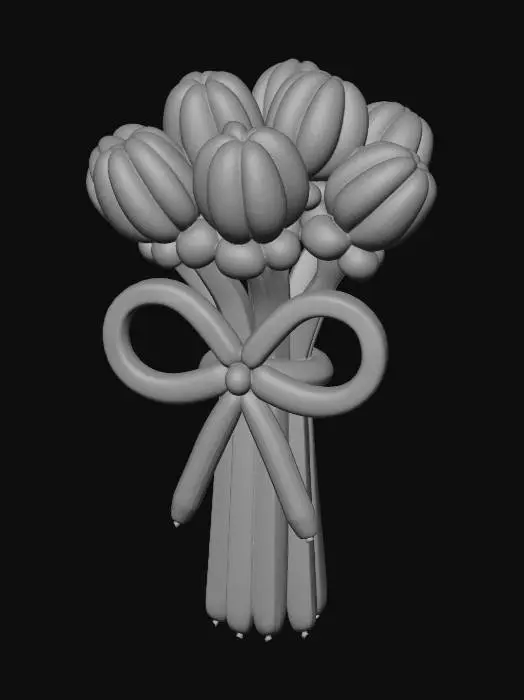 3D model for Pastel Balloon Bouquet with Golden Ribbon