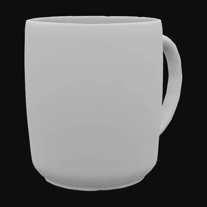3D model for A 3D cartoon-style mug with a round handle, featuring pastel colors and a smooth glossy surface. The mug is decorated with a simple embossed heart on one side, with no extra elements.