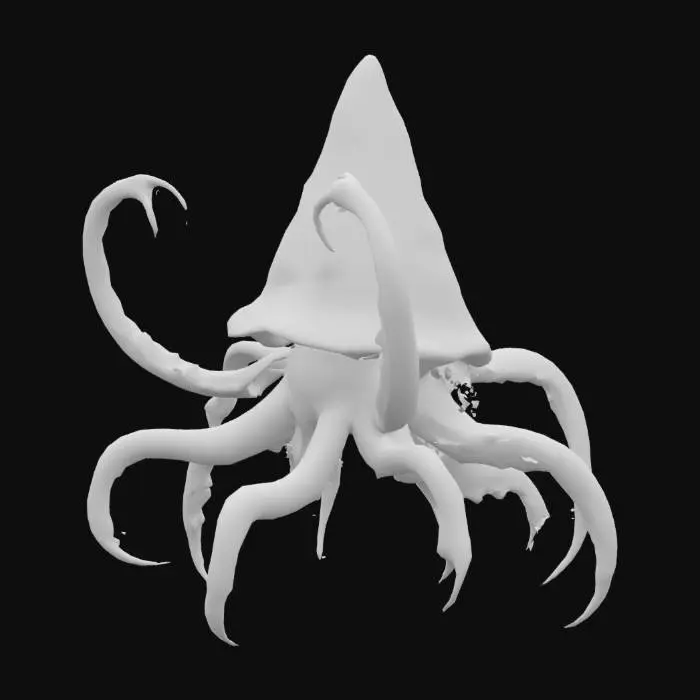 3D model for 褶皱圆锥体、顶端附肢、爪状触手、金属感皮肤