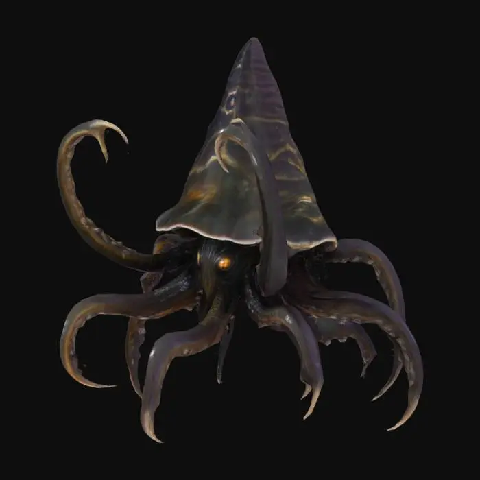 3D model for 褶皱圆锥体、顶端附肢、爪状触手、金属感皮肤