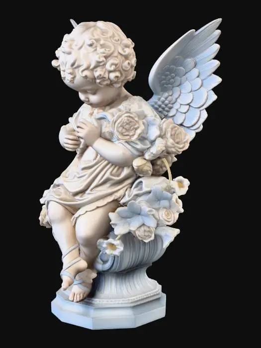 3D model for Serene Cherub on a Floral Pedestal