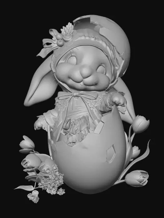 3D model for Bunny in a Cracked Egg