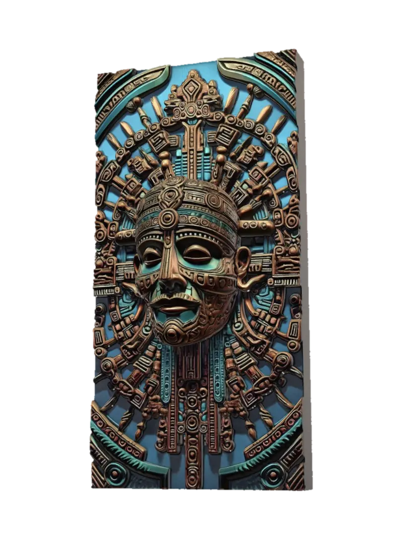 Golden Sun Mask - Maya 3D model, vytvořený pomocí AI