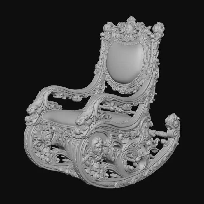 3D model for Golden Rococo Rocking Chair