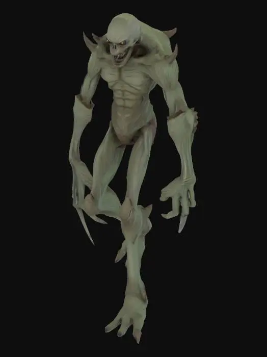 3D model for A 3d, HD, 4k, monster that has long legs and wide blade like arms. It has an eerie face and lives in the woods