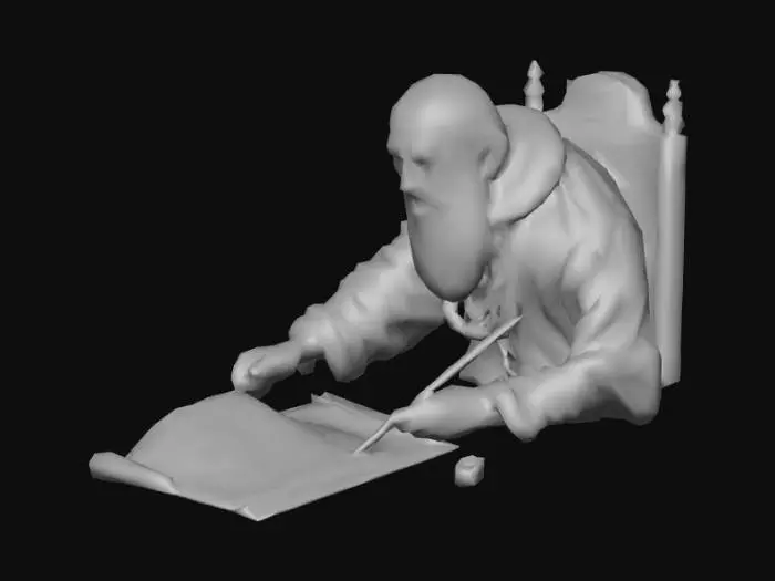 3D model for An old scribe sits at a desk