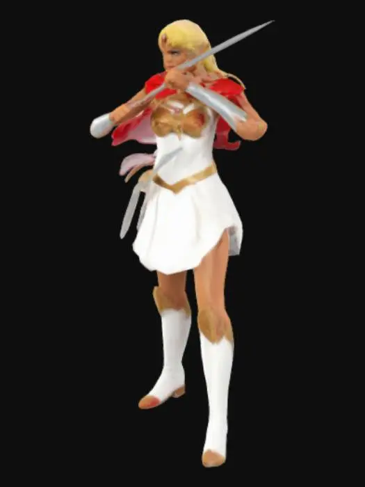 3D model for She Ra with short white dress and red cape