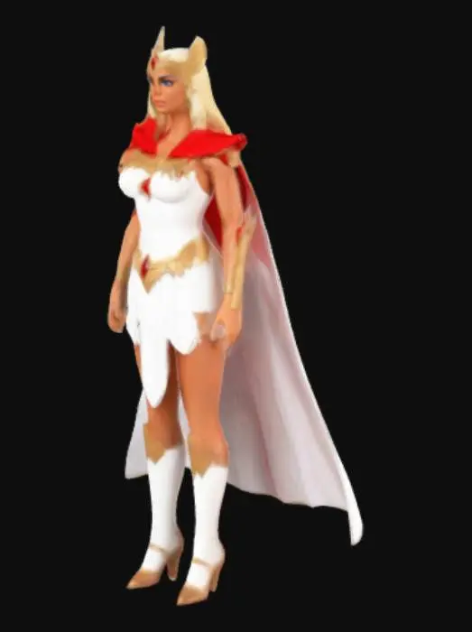 3D model for She Ra with short white dress and  long red cape