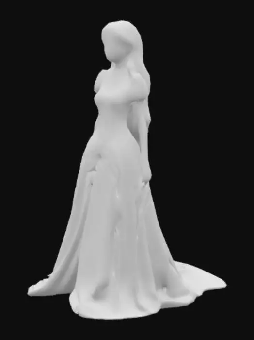 3D model for Sleeping Beauty, long red dress, blonde hair