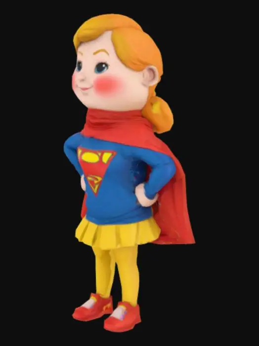 3D model for Cartoon Blob dressed as Supergirl
