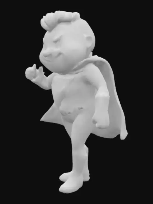 3D model for Cartoon Blob dressed as Shazam, long white cape, red suit, white boots