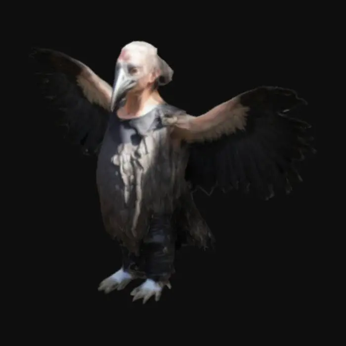 3D model for Human dressed as a Vulture, big wings flapping

