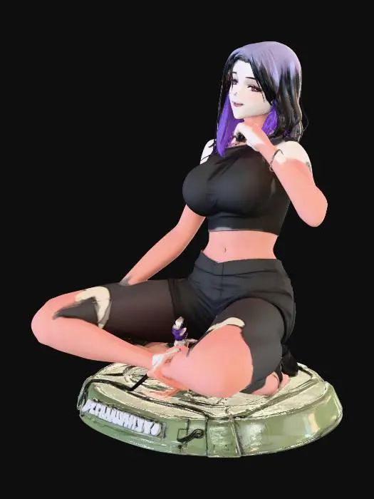 3D model for Anime Character in Black Top