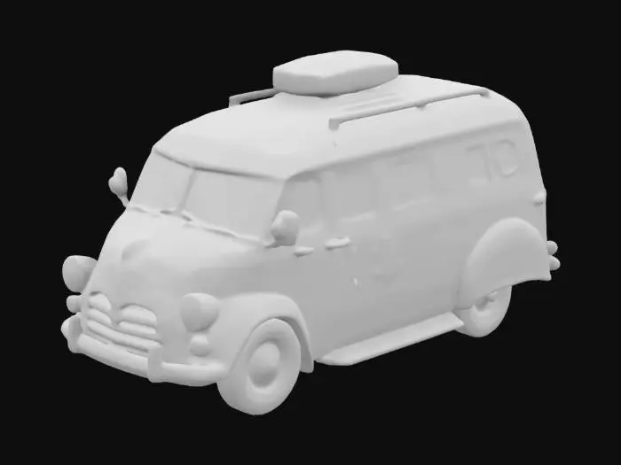 3D model for exaggerated retro troop carrier round 50s style curves