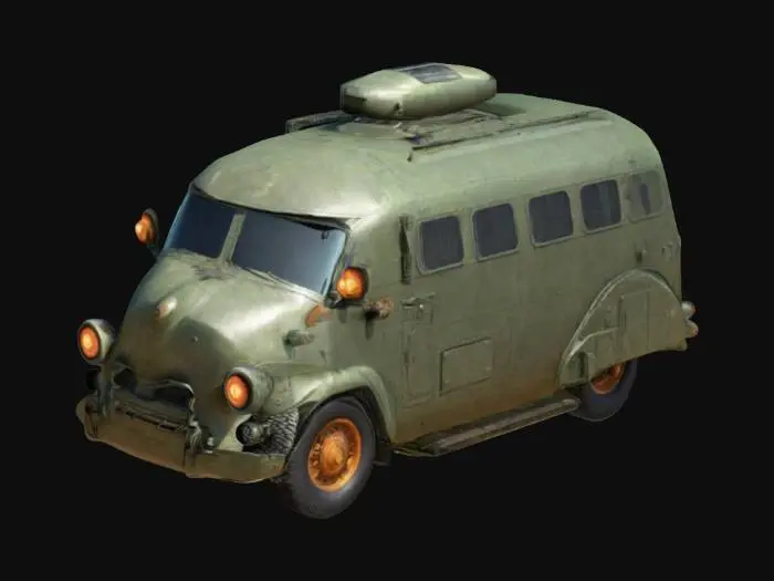 3D model for exaggerated retro troop carrier round 50s style curves