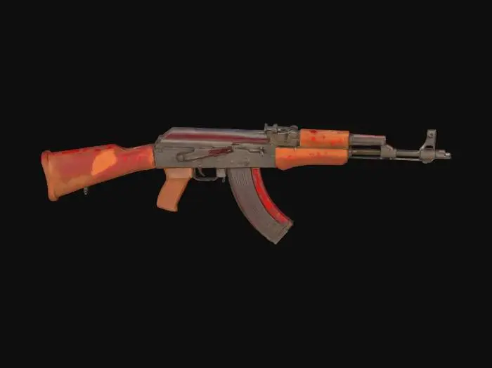 3D model for old ak-47 with blood on it