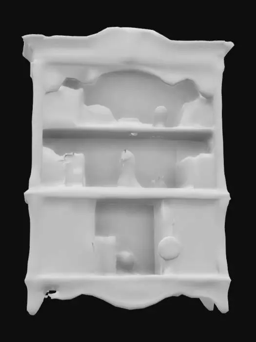 3D model for clean highly detailed short standing cabinet shelve,  filled with books and shelve assets.