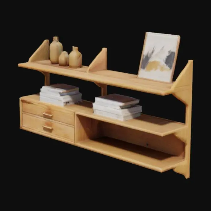 3D model for Minimalist Wooden Shelving