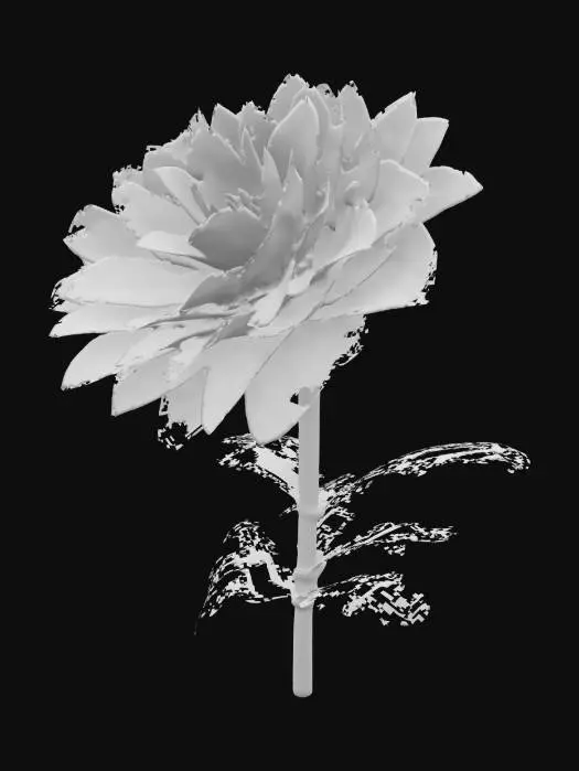 3D model for dahlia, flower, with tall stem well detailed