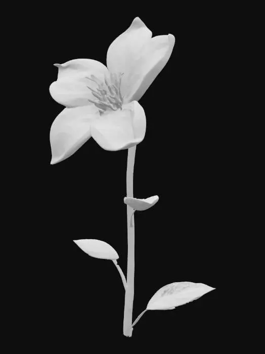 3D model for jasmine, flower, with tall stem well detailed