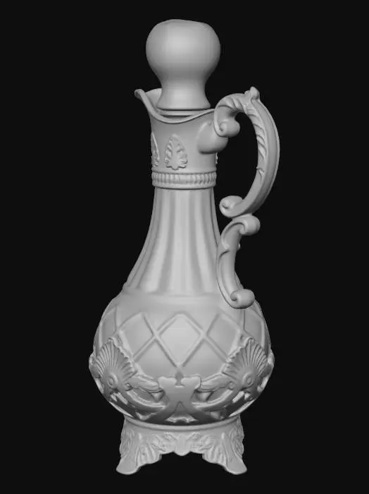 3D model for Ornate Crystal Decanter on a Wooden Shelf