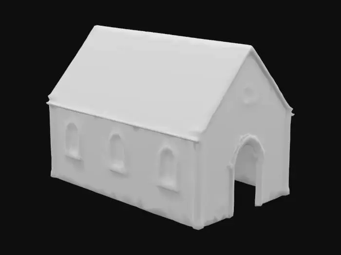 3D model for Grim dark Medieval Parish Church with painted fresco